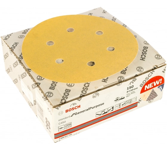 Шлифкруг Bosch 150мм К150 по  1 шт.StdfGP 6 отв. 2608621726 в Екатеринбурге