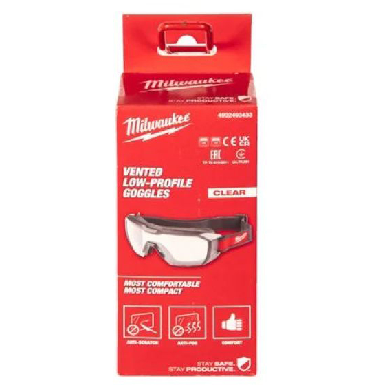 Очки защитные Milwaukee Low Profile вентилируемые 4932493434