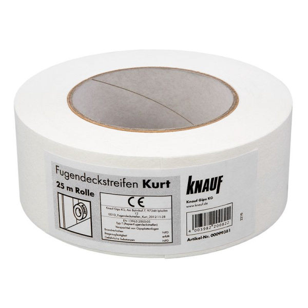 Лента армирующая бумажная KNAUF КУРТ 52х25м. синтетическое волокно.