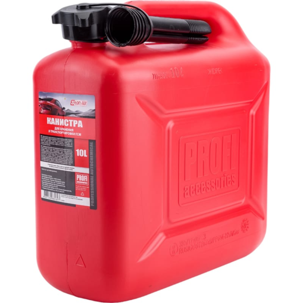 Канистра 3ton PROFI 10л красная для топлива в комплекте с крышкой и лейкой  55298 в Екатеринбурге