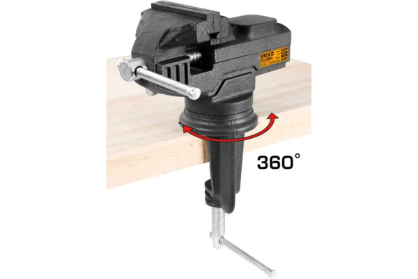 Тиски поворотные с наковальней INGCO 1000 кгс  HBV082 в Екатеринбурге
