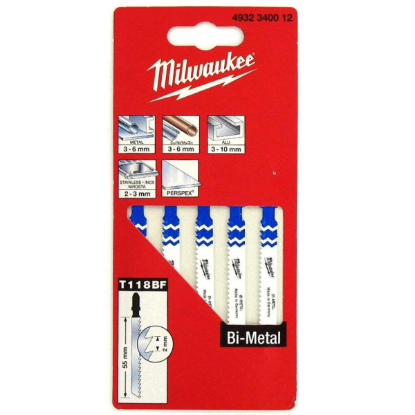 Полотна для лобзика Milwaukee T118BF Bi-Metal 55мм 5шт.