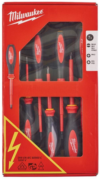 Набор отверток изолированых Milwaukee VDE №2 (7шт) , шт