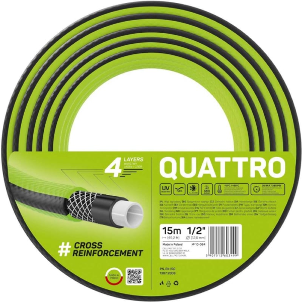Садовый шланг Cellfast QUATTRO 4 слоя 1/2" 15 м 10-064