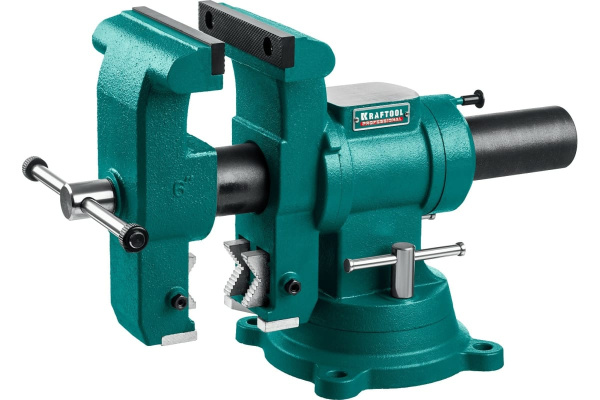 Тиски слесарные поворотные в двух плоскостях KRAFTOOL 3D-STEEL 150мм. развод губок 150мм.32704-150 в Екатеринбурге