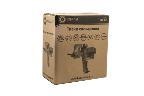 Тиски слесарные поворотные со струбциной Кобальт 790-267 в Екатеринбурге