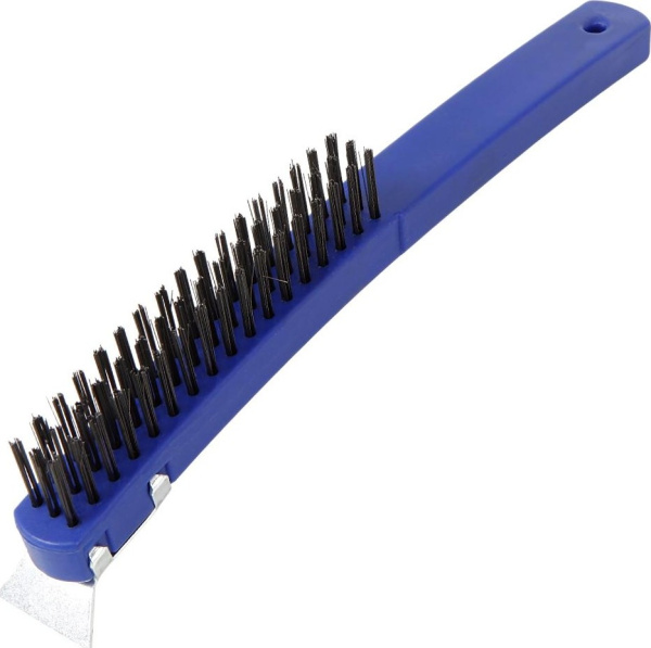 Щетка ручная WORKPRO стальная, 4-рядная, со скребком  WP253001 в Екатеринбурге 