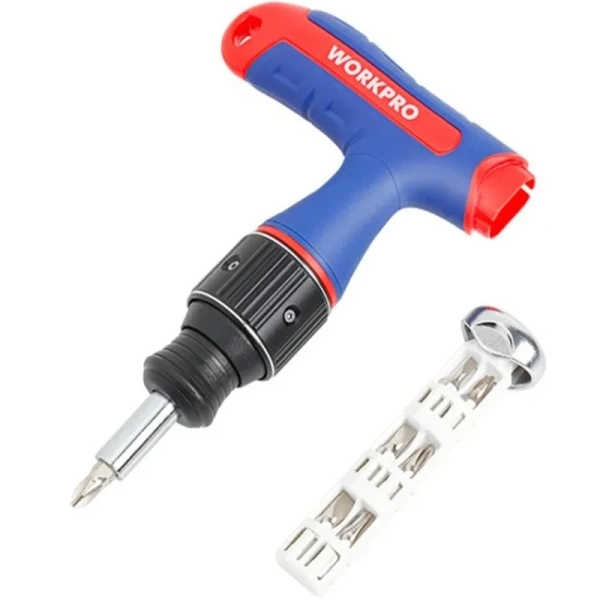 Отвёртка реверсивная Т-образная WORKPRO 7-В-1 с трещоткой PRO 2X DRIVE Dual-Drive  WP221072 в Волгограде 