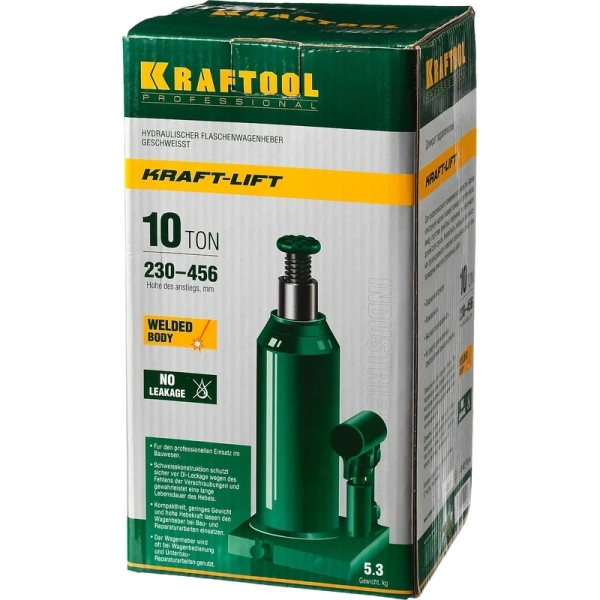 Домкрат гидравлический бутылочный KRAFTOOL KRAFT-LIFT 10 т  230 - 460 мм  43462-10 в Волгограде 