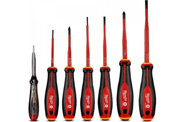 Набор  отверток трёхгранных изолированных Milwaukee VDE SL/PH + тестер напряжения 7 шт  4932478739