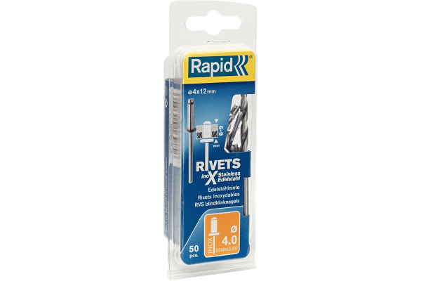 Заклепка нерж/сталь RAPID 4,0х12мм. (50шт)  5000394 в Екатеринбурге