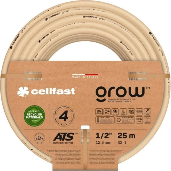 Садовый шланг Cellfast GROW 4 слоя, 1/2, 25 м 13-501