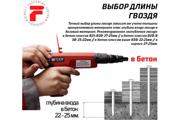 Гвозди FIXPISTOLS  для порохового пистолета PT-355 F-DN42 100шт.  1-1-3-5681 в Екатеринбурге